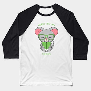 Books are my therapy, cute rat Baseball T-Shirt